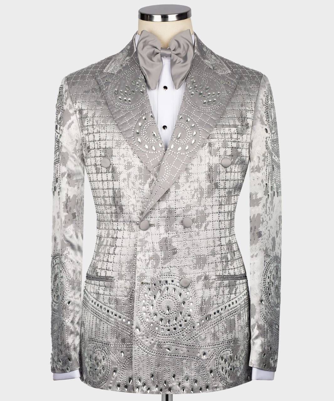 ORIGINAL MILANO –2Pcs Silver Imperial Embroidered Tuxedo