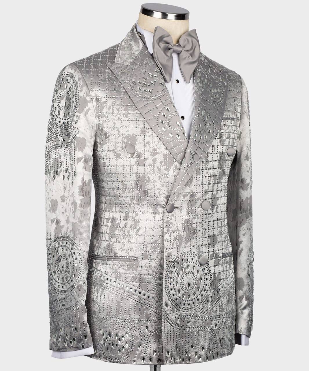 ORIGINAL MILANO –2Pcs Silver Imperial Embroidered Tuxedo