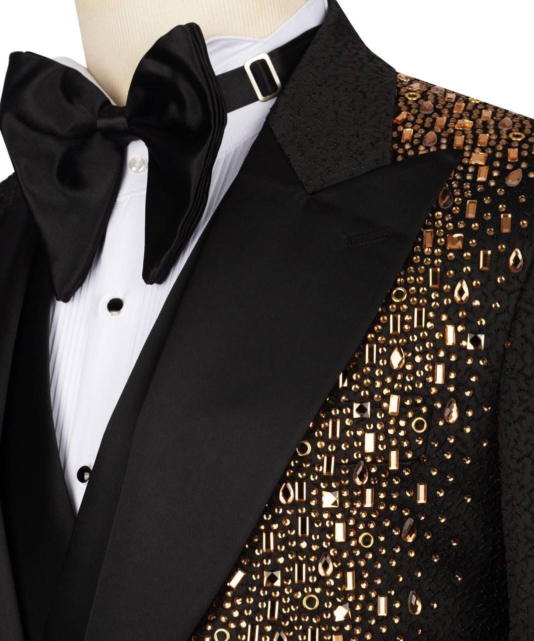 ORIGINAL MILANO –3Pcs Black & Gold Statement Tuxedo Jacket