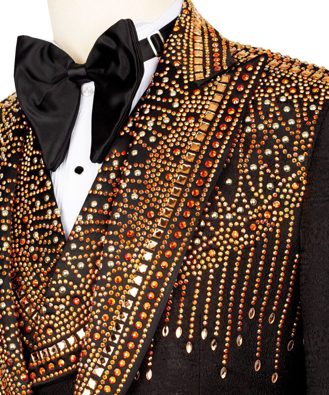 ORIGINAL MILANO –3Pcs Black & Gold Crystal Couture Tuxedo