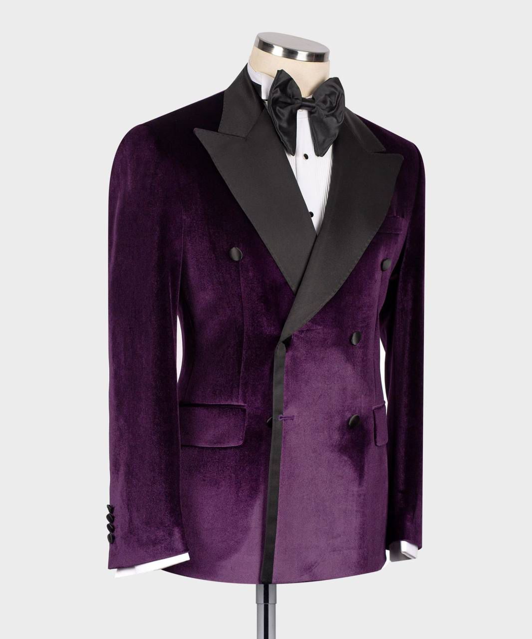 ORIGINAL MILANO –2Pcs Royal Purple Velvet Double-Breasted Tuxedo