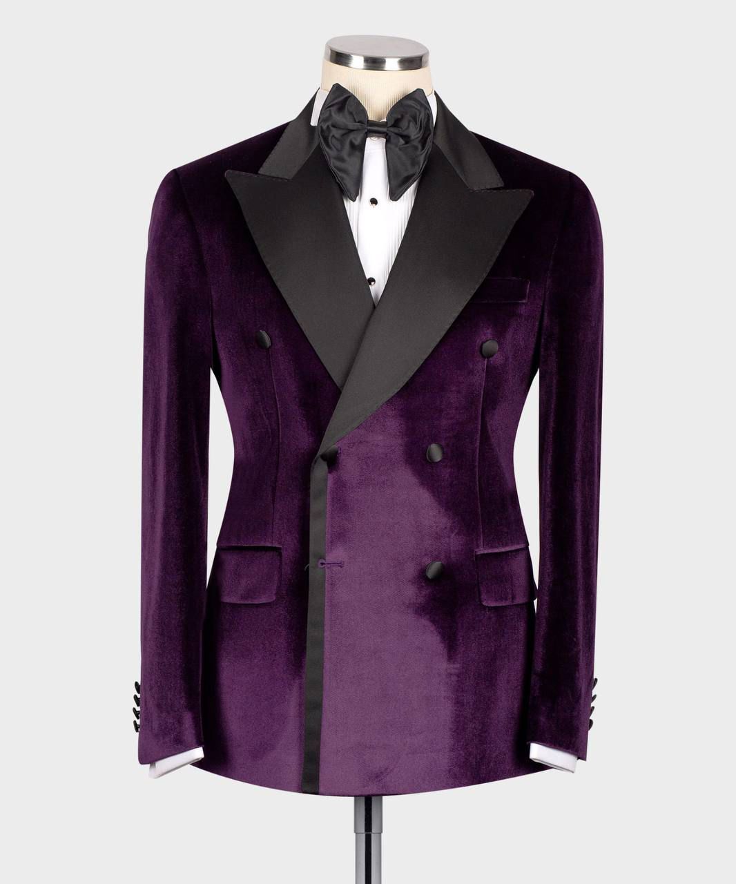 ORIGINAL MILANO –2Pcs Royal Purple Velvet Double-Breasted Tuxedo