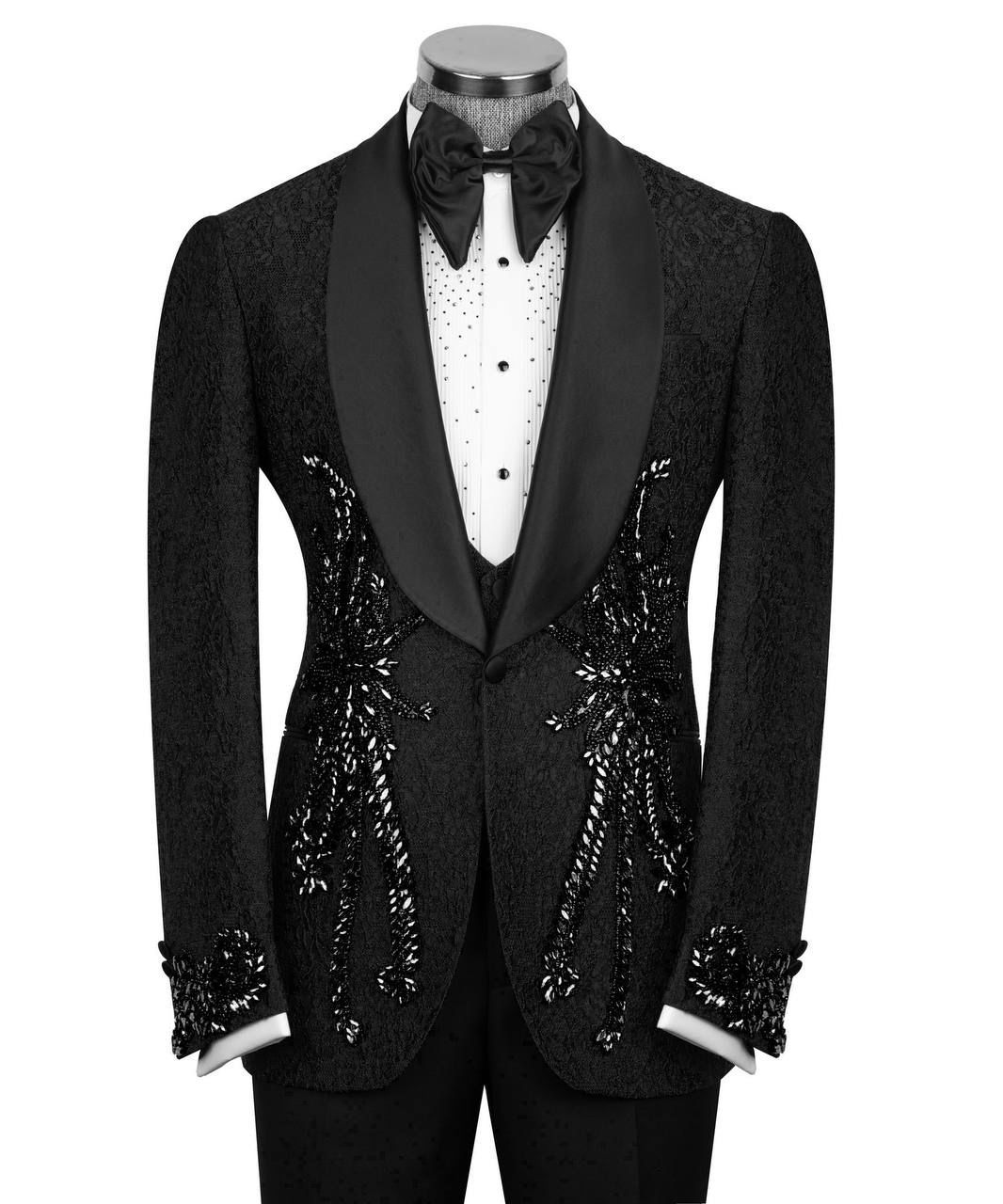 ORIGINAL MILANO – 3Pcs Black Noir Embroidered Tuxedo