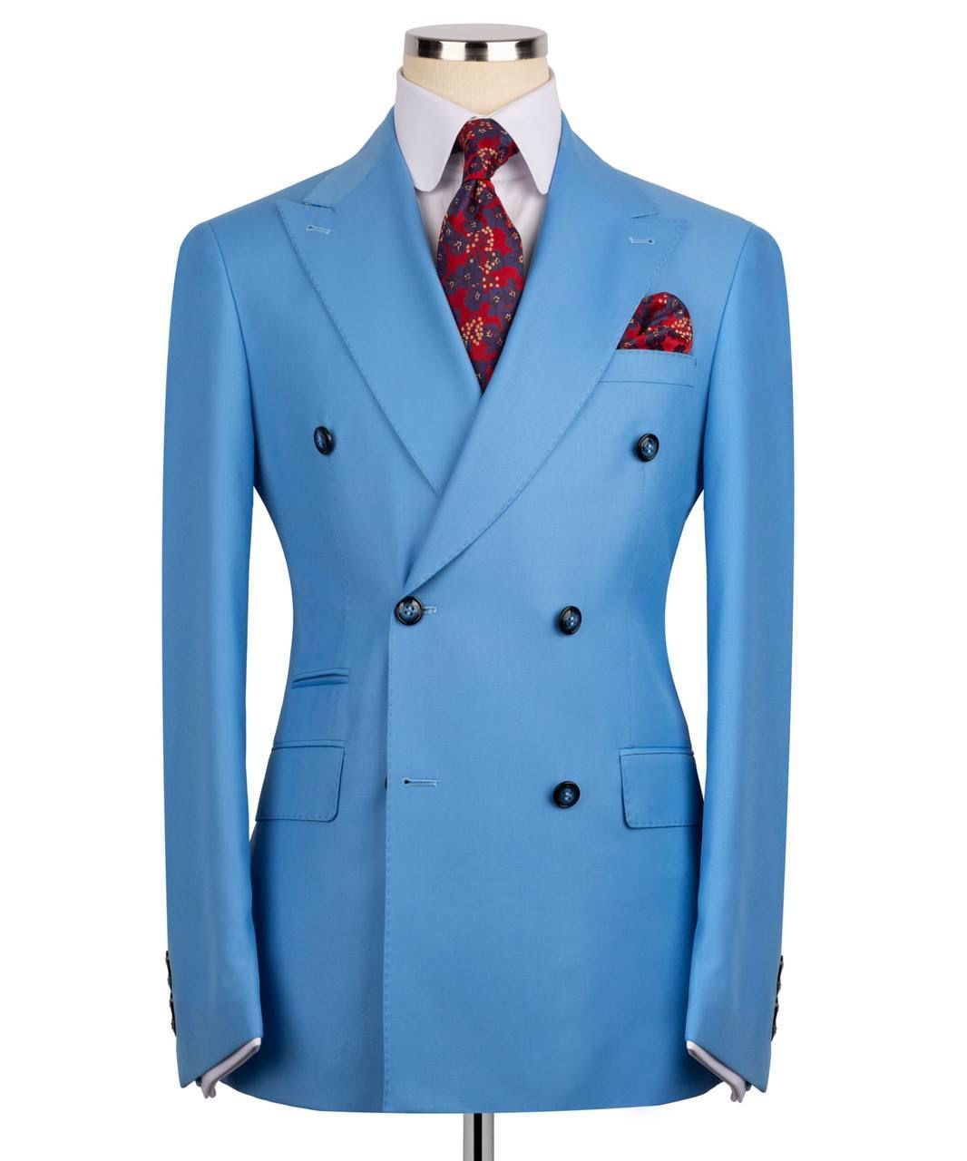 ORIGINAL MILANO – Sky Blue Double-Breasted Italian Suit