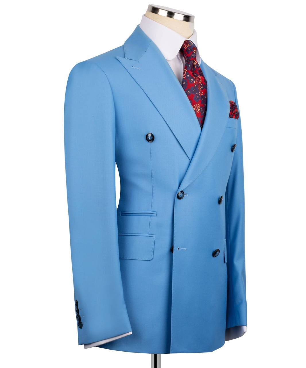 ORIGINAL MILANO – Sky Blue Double-Breasted Italian Suit