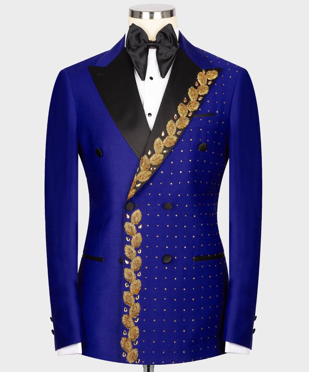 ORIGINAL MILANO – Royal Blue & Gold Embroidered Double-Breasted Tuxedo