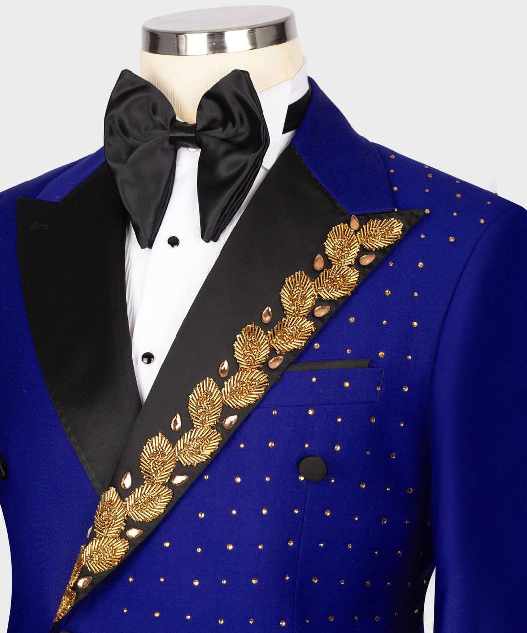 ORIGINAL MILANO – Royal Blue & Gold Embroidered Double-Breasted Tuxedo