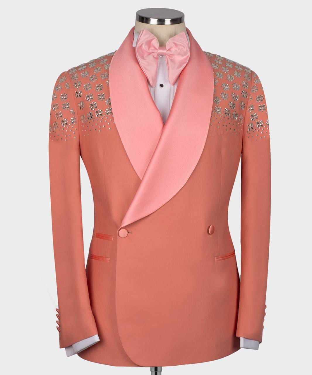 ORIGINAL MILANO –2Pcs Coral Pink Crystal Accent Tuxedo