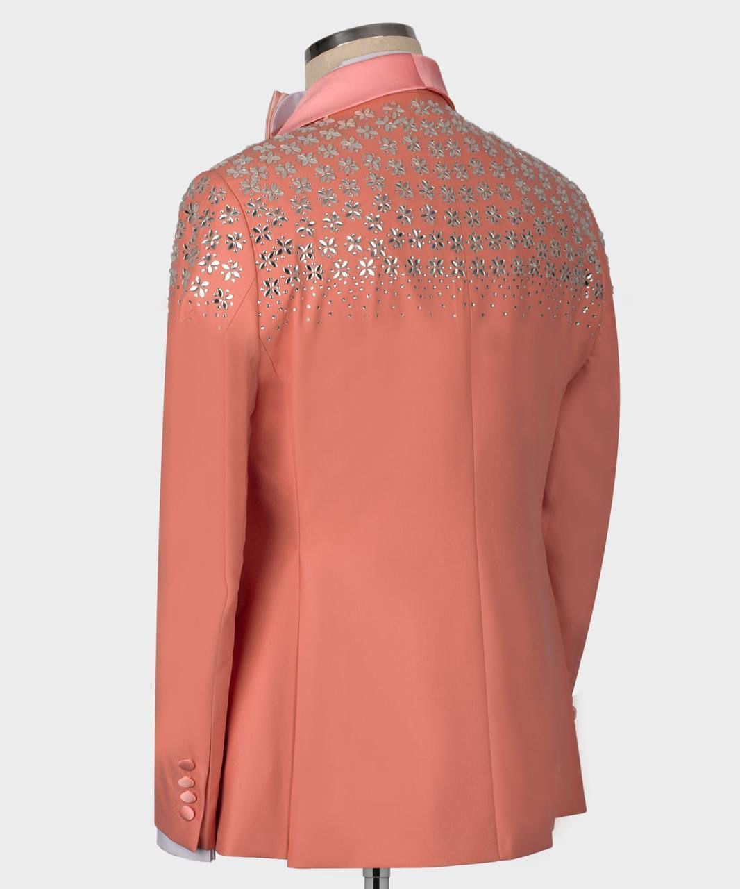 ORIGINAL MILANO –2Pcs Coral Pink Crystal Accent Tuxedo