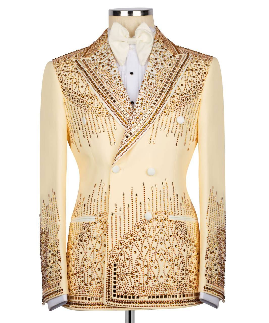 ORIGINAL MILANO –2Pcs Ivory & Gold Crystal Couture Tuxedo