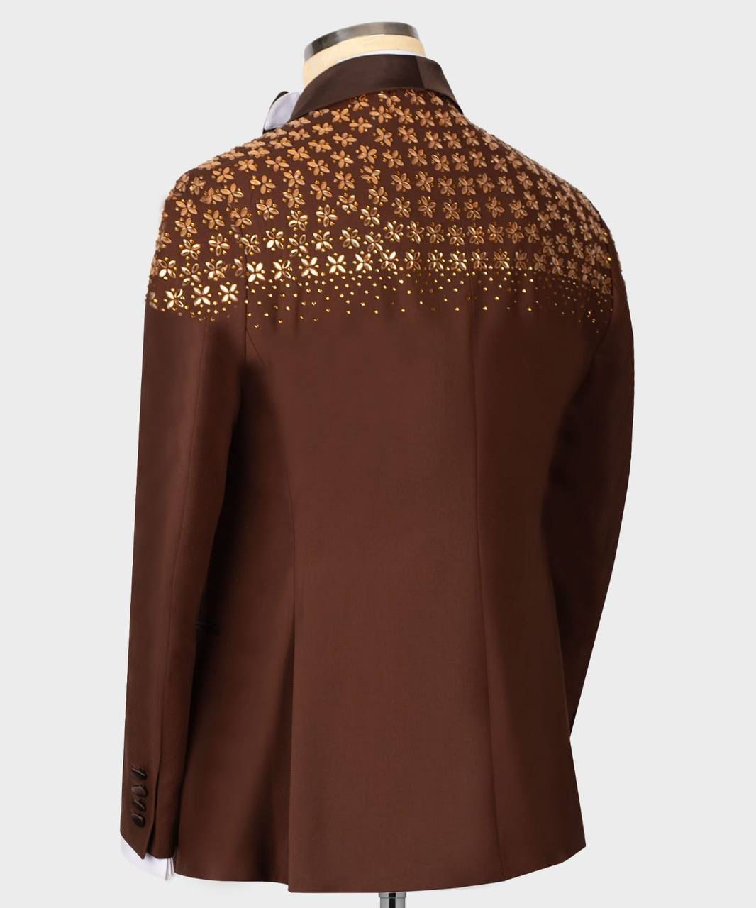 ORIGINAL MILANO –2Pcs Chocolate Brown Crystal Floral Tuxedo