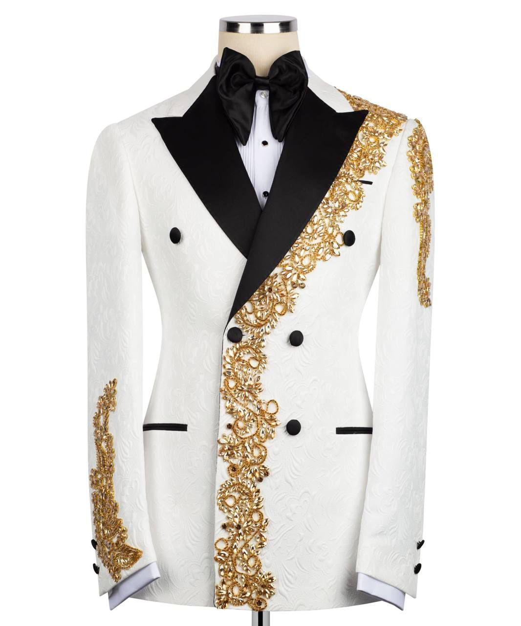 ORIGINAL MILANO –2Pcs Ivory Gold Embroidered Royal Tuxedo