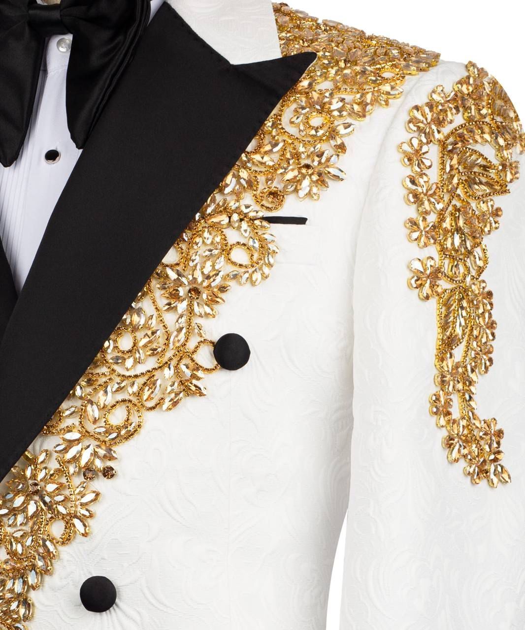 ORIGINAL MILANO –2Pcs Ivory Gold Embroidered Royal Tuxedo