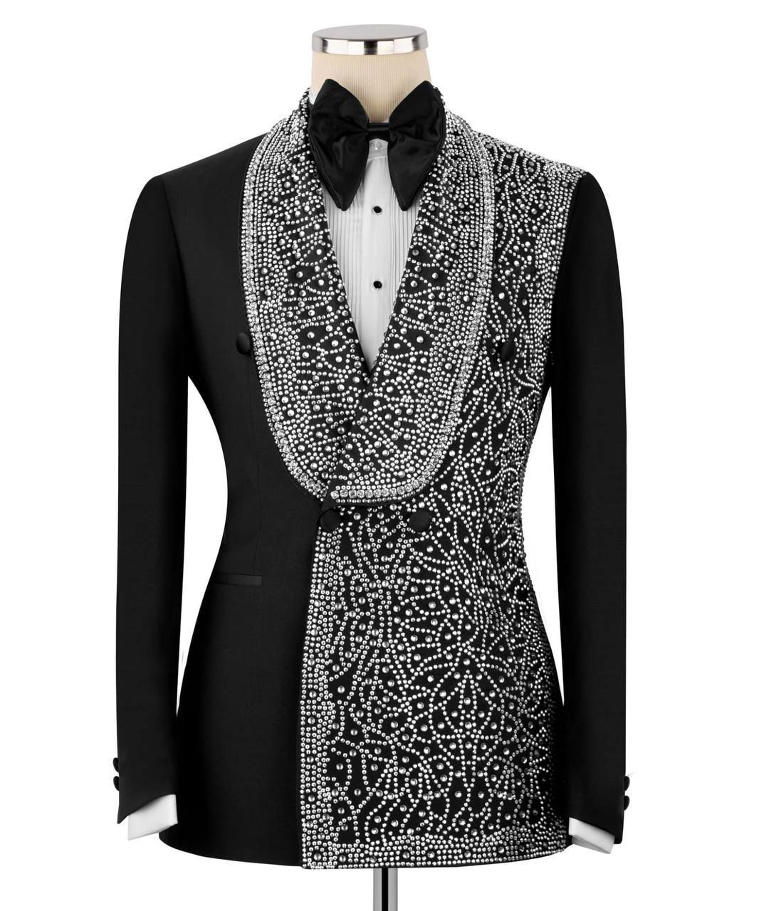 ORIGINAL MILANO – Black Crystal Embellished Statement Tuxedo