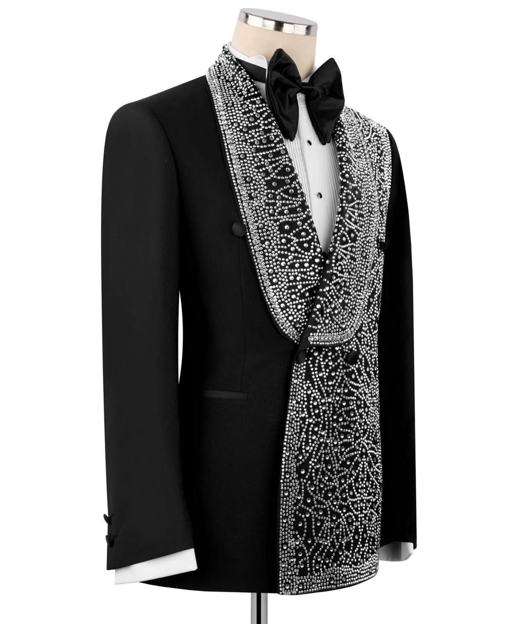 ORIGINAL MILANO – Black Crystal Embellished Statement Tuxedo