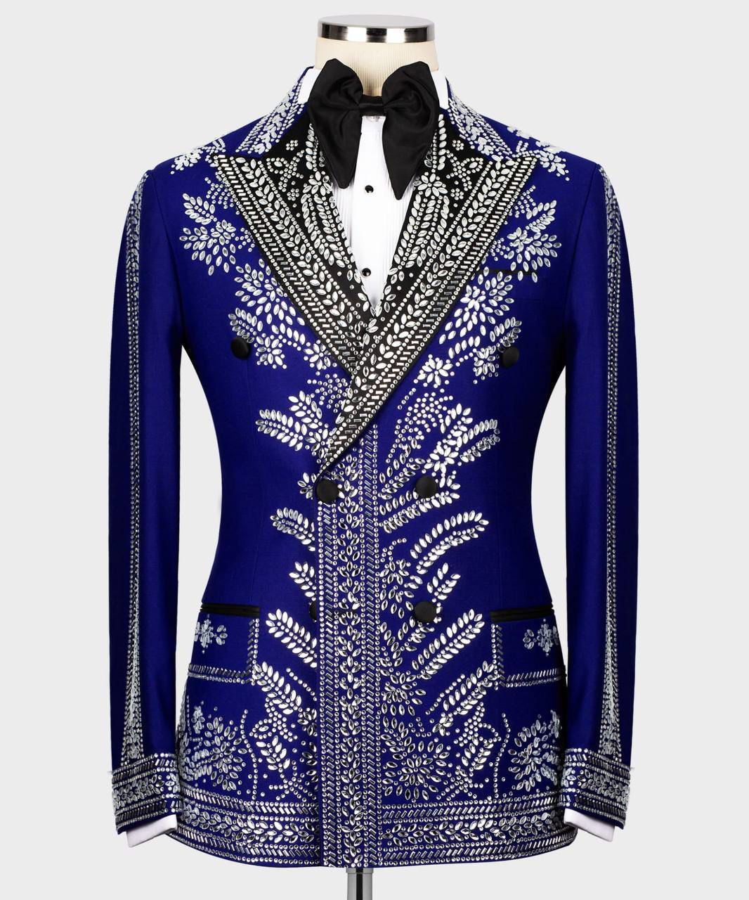 ORIGINAL MILANO – Royal Blue Crystal Embellished Couture Tuxedo
