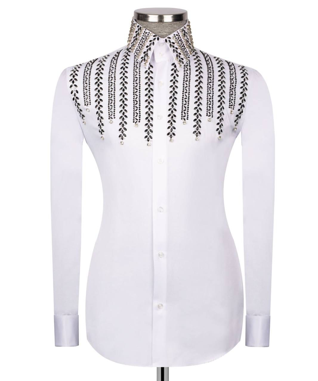 ORIGINAL MILANO Embellished White Dress Shirt