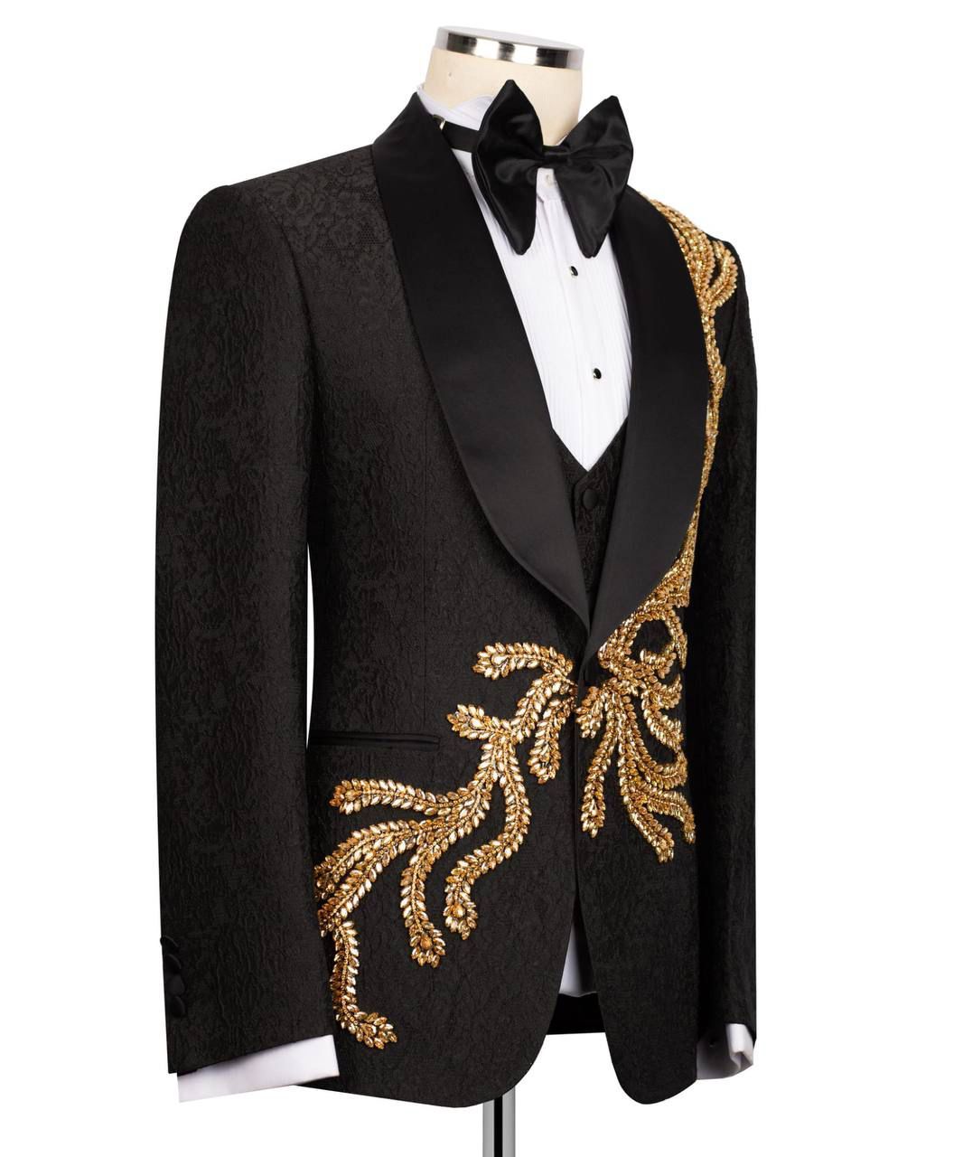 ORIGINAL MILANO- 3Pcs Gold Embellished Tuxedo Jacket