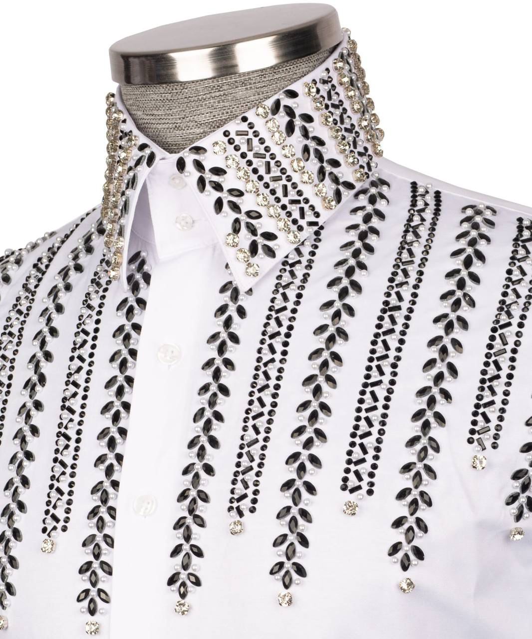 ORIGINAL MILANO Embellished White Dress Shirt