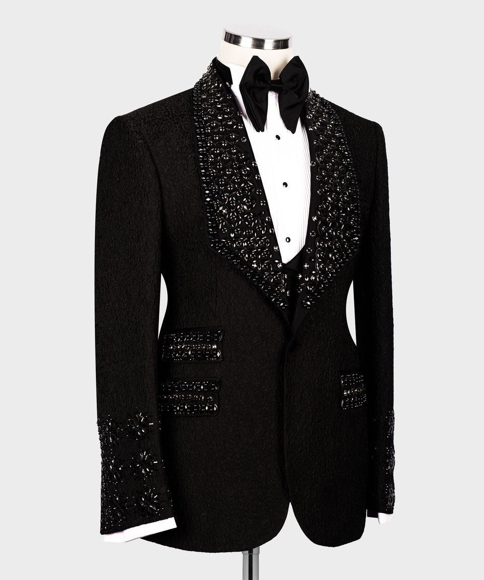 ORIGINAL MILANO –3Pcs Midnight Noir Crystal Embellished Tuxedo