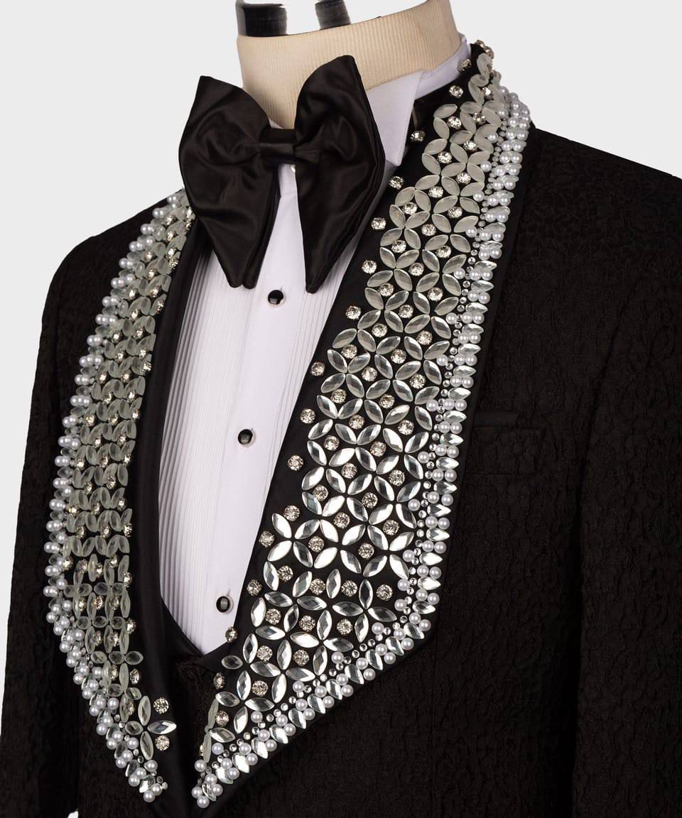 ORIGINAL MILANO –3Pcs Noir Silver Prestige Embellished Tuxedo
