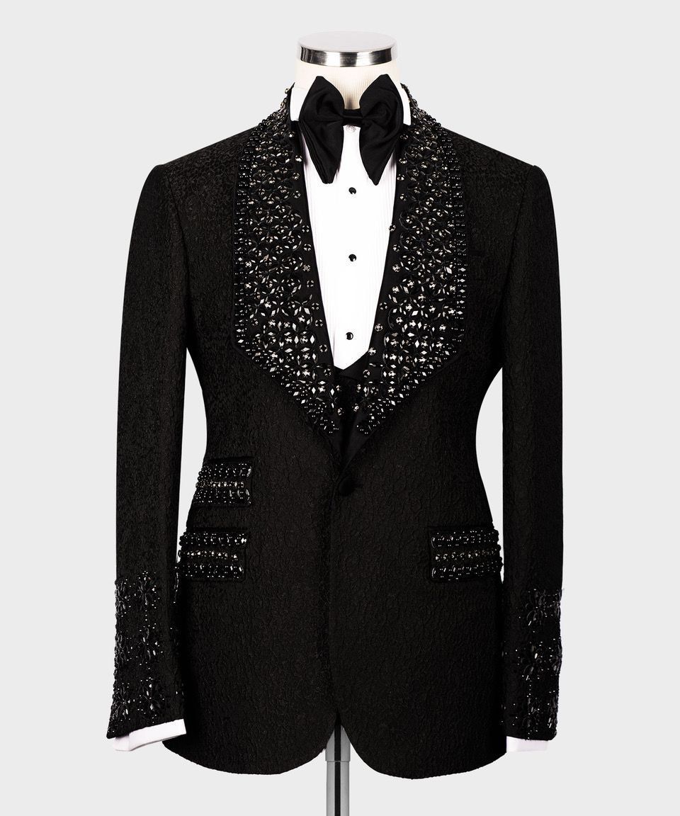 ORIGINAL MILANO –3Pcs Midnight Noir Crystal Embellished Tuxedo