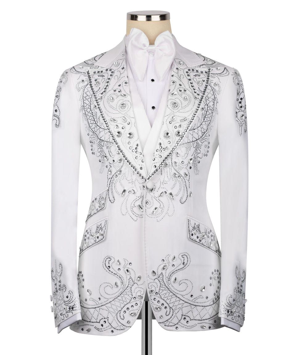 ORIGINAL MILANO –3Pcs White Imperial Crystal Couture Tuxedo
