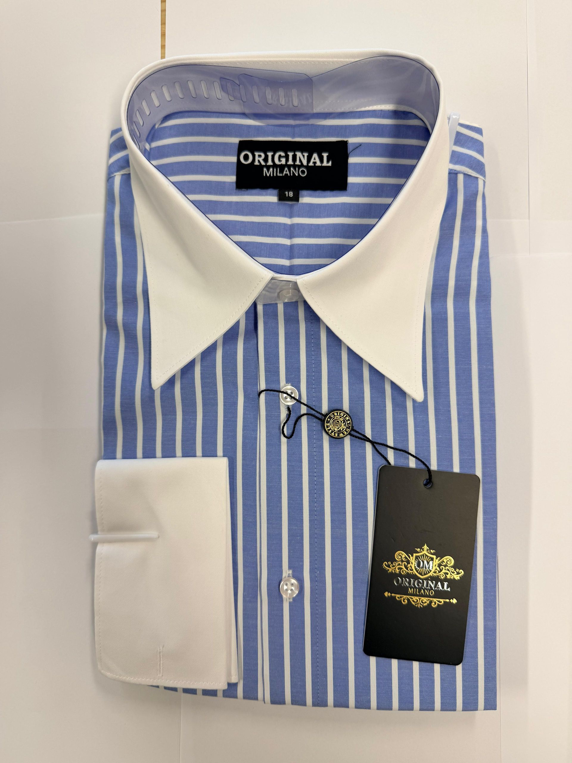 Original Milano Light Blue Premium Contrast Collar Dress Shirt