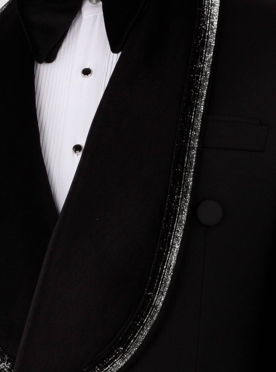 ORIGINAL MILANO –2Pcs Black Signature Trim Shawl Tuxedo