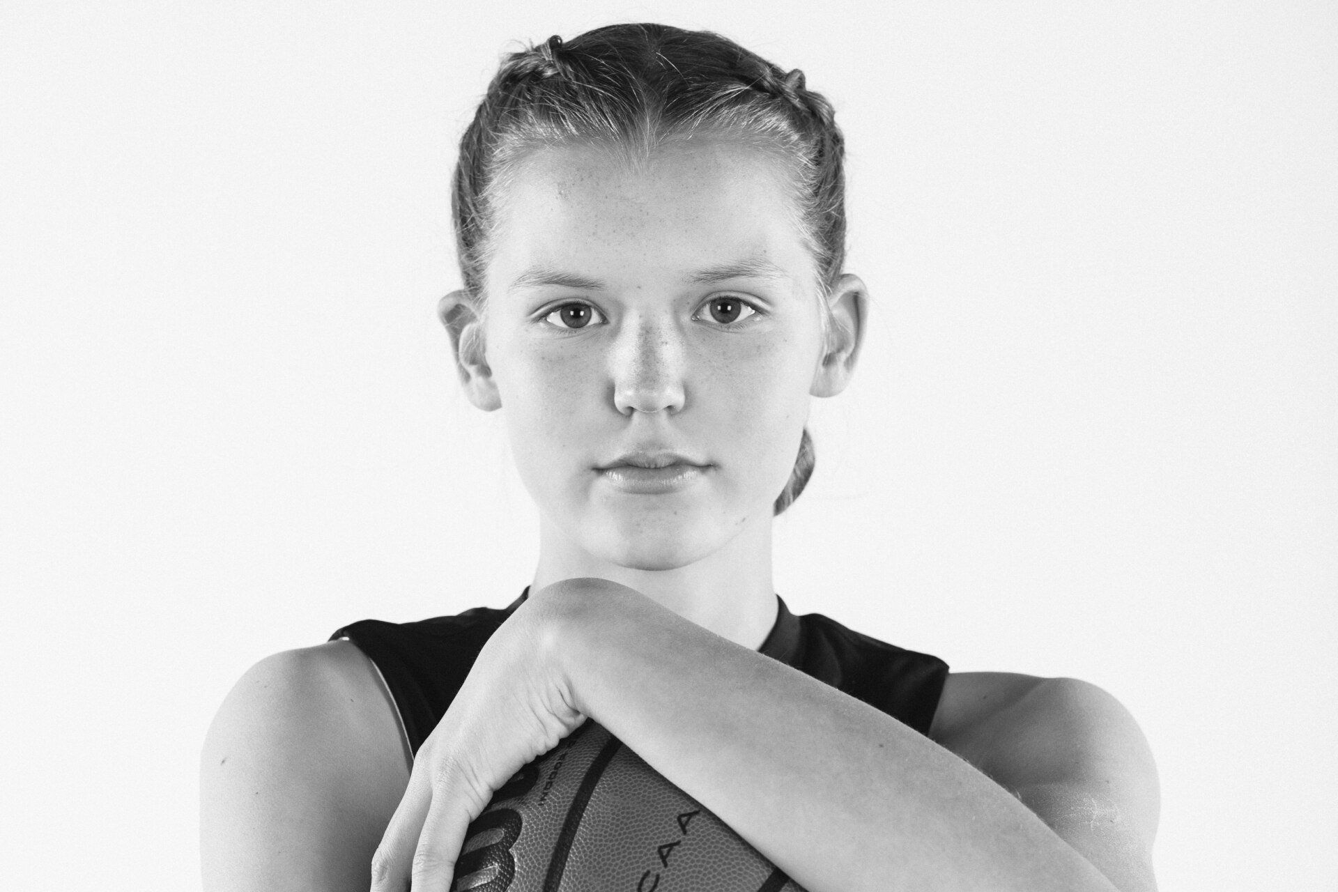 Black and white photo of a young daughter