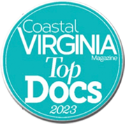 A logo for Coastal Virginia Top Docs 2023.