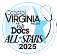 A logo for Coastal Virginia Top Docs All Stars 2025.