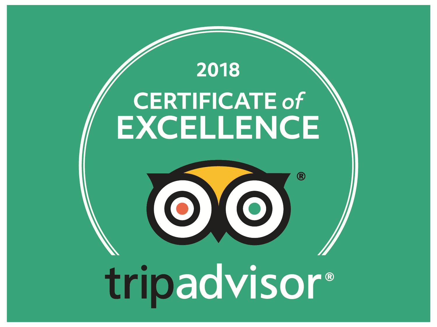 2018 TripAdvisor Certificate of Excellence Award