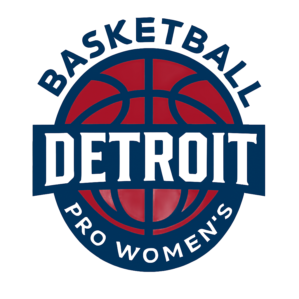 Basketball Detroit Pro Women's logo: red basketball with blue accents and the words