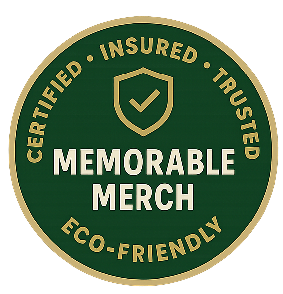Green and gold round badge: