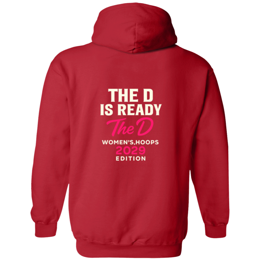 Red hoodie with text