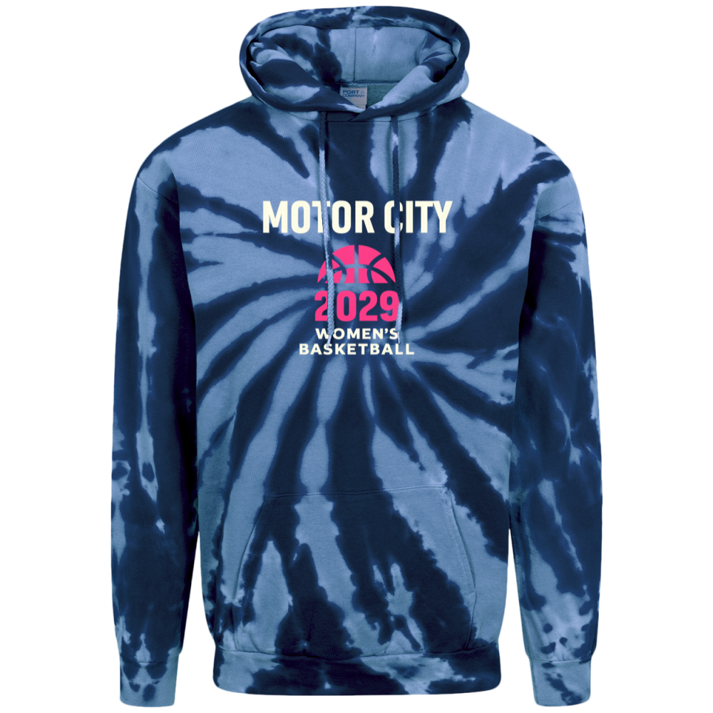 Blue tie-dye hoodie with