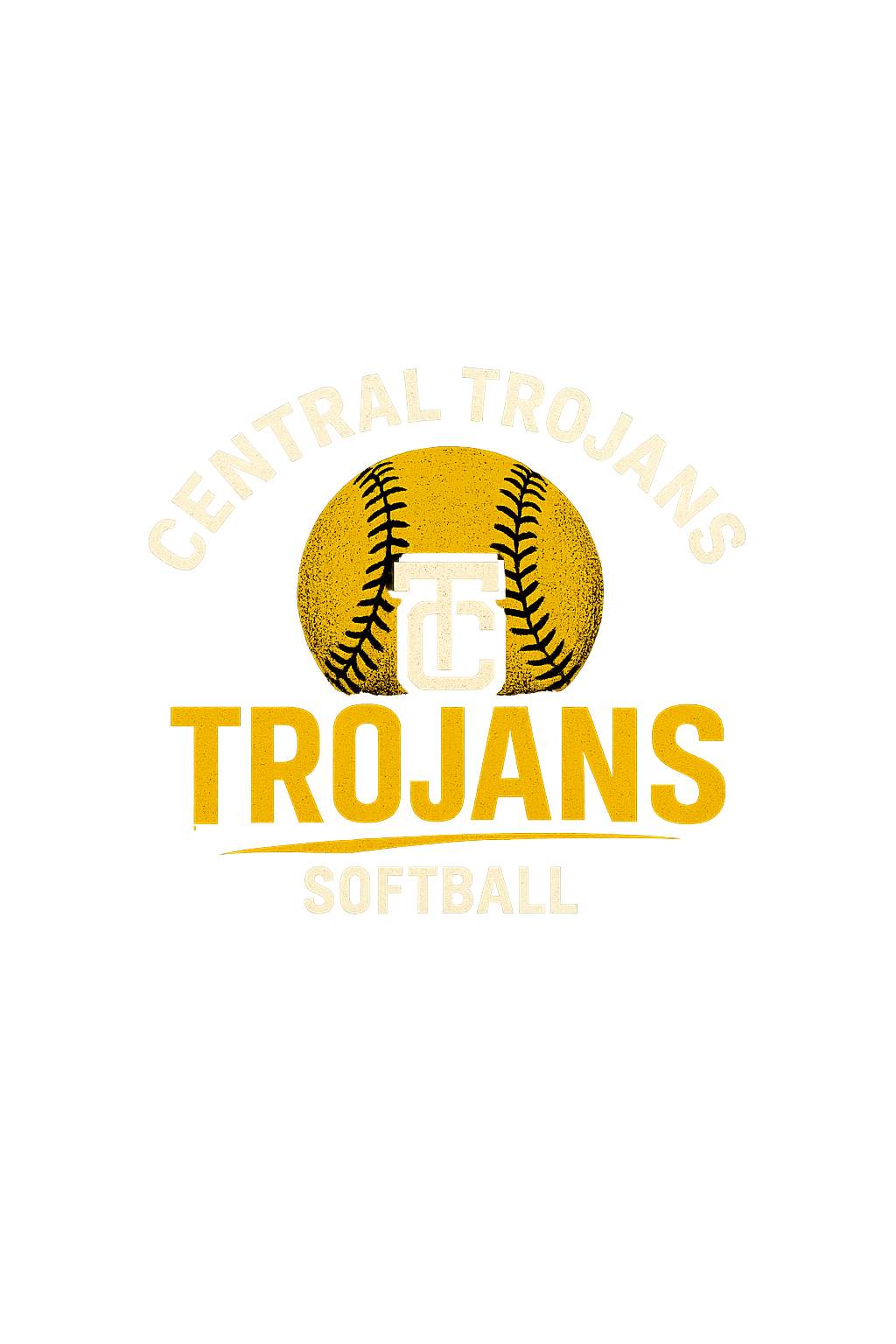Central Trojans Girls Basketball logo: gold helmet and text on black background.