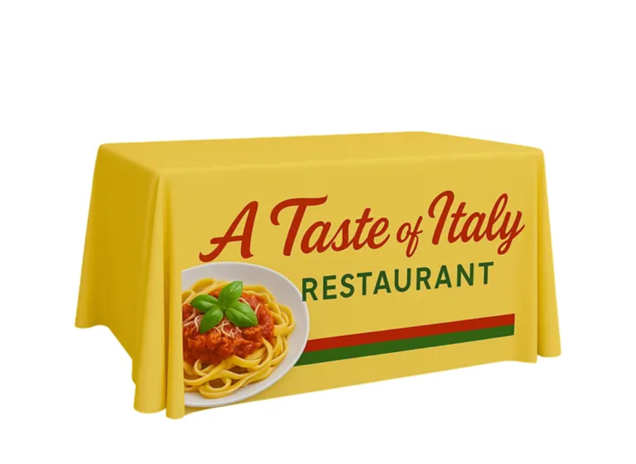 Yellow tablecloth with 