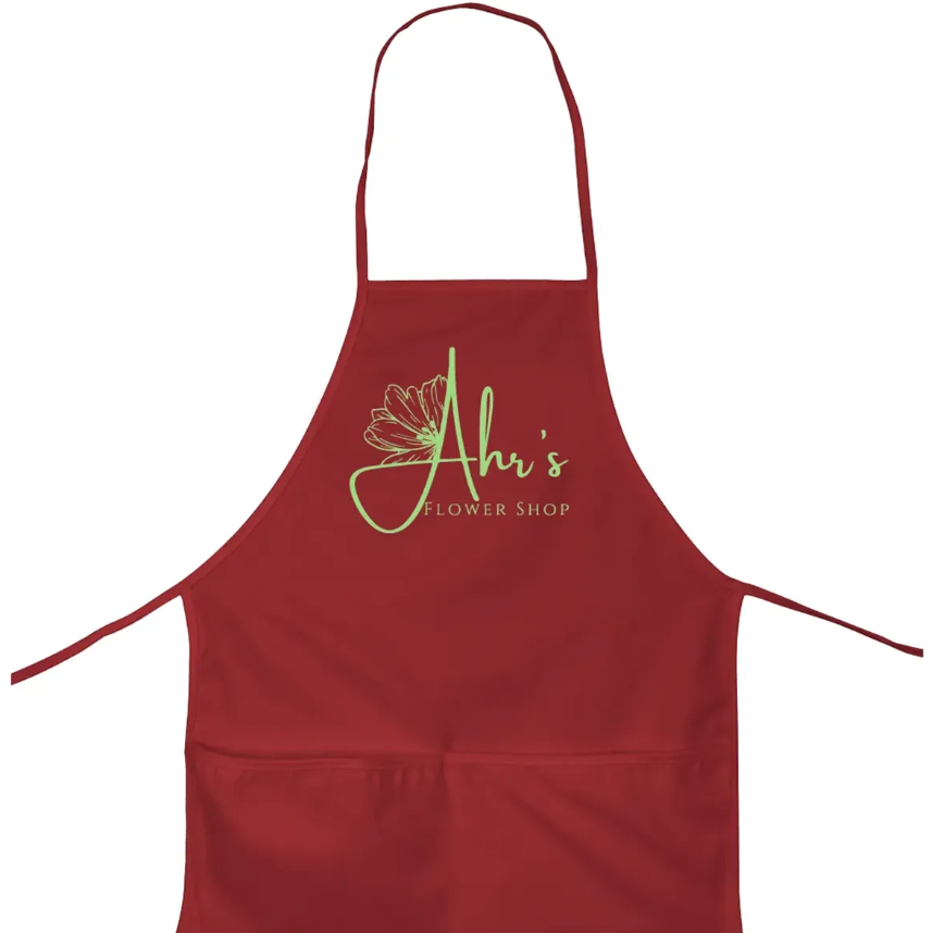 Red apron with 