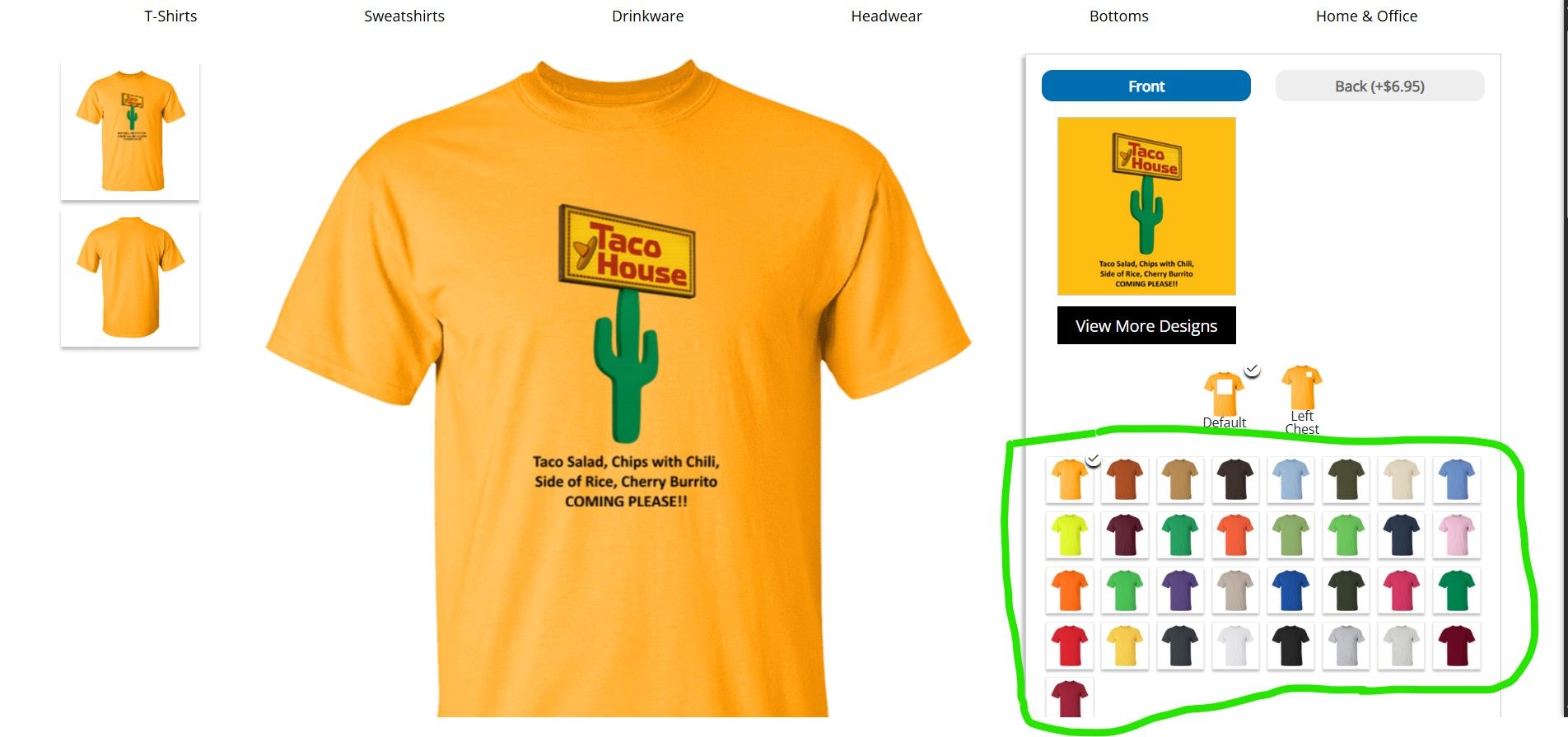 Yellow T-shirt with a