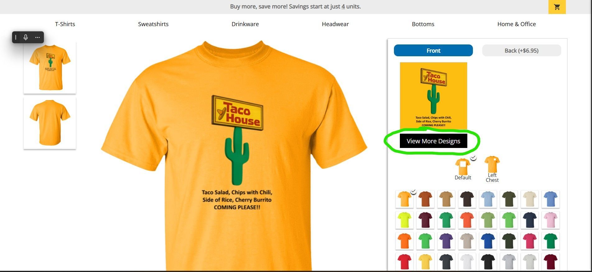 Yellow t-shirt with cactus graphic and