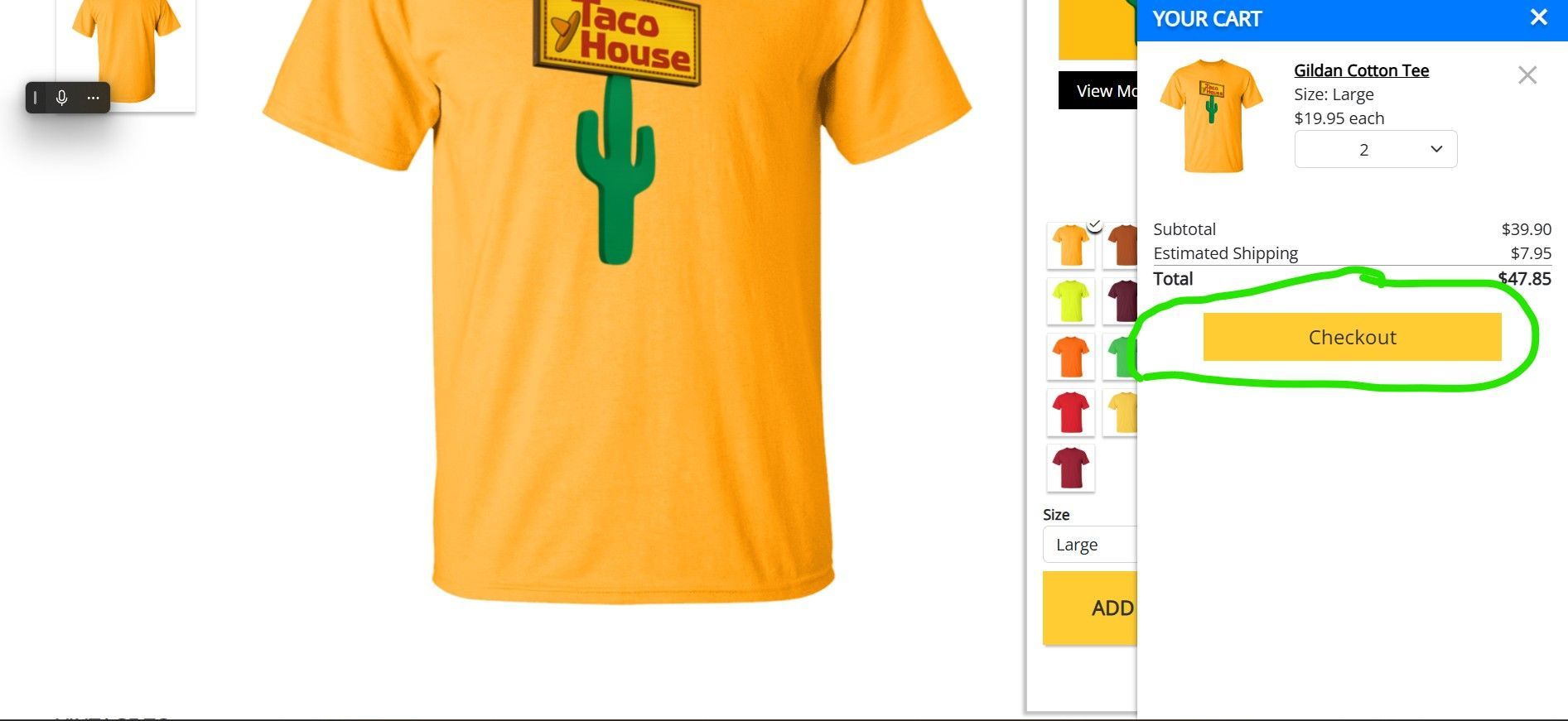 Yellow t-shirt with a