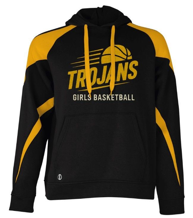 Black and gold hooded sweatshirt with 