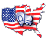Truck on US map overlaid with the American flag.