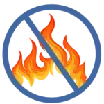 A no fire sign with a cross through it.