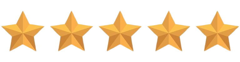 A row of five gold stars on a white background.