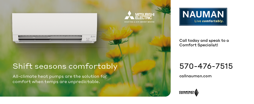 A picture of a mitsubishi air conditioner next to a picture of yellow flowers.