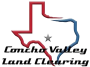 Logo for Concho Valley Land Clearing featuring a red and blue outline of Texas with a silver star in the center.