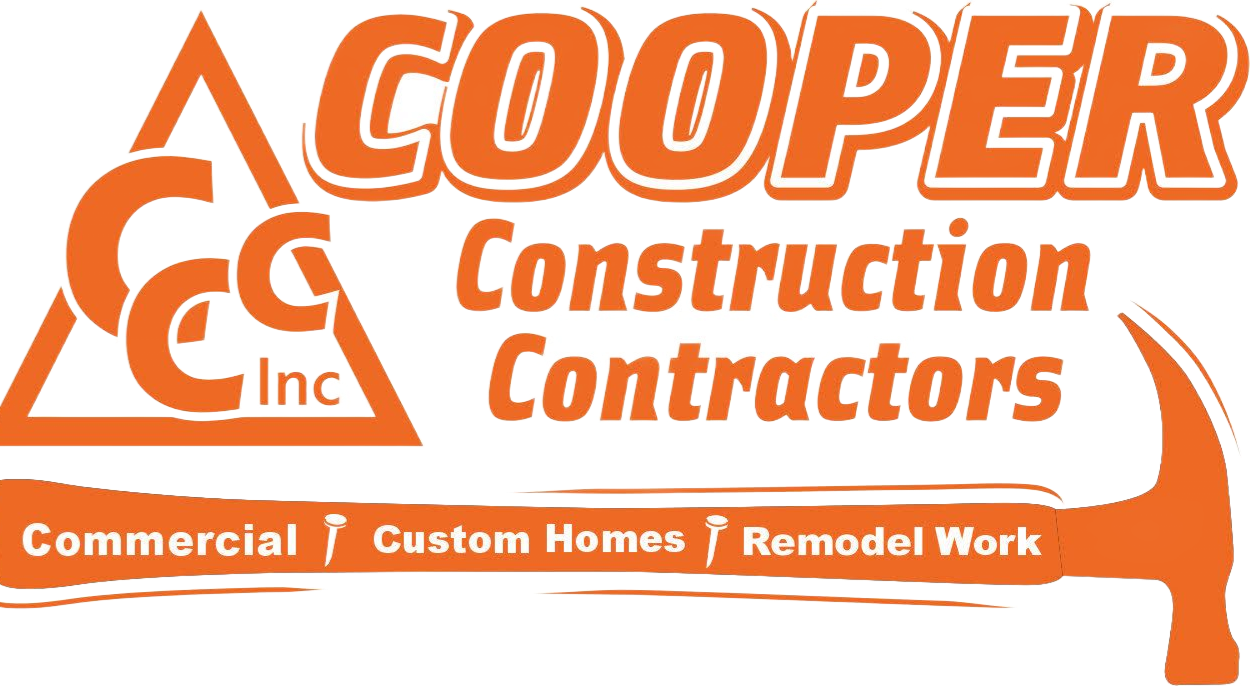 Orange Cooper Construction logo with triangle, hammer, and text. 